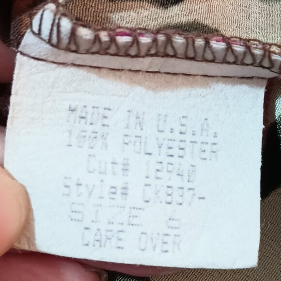 Cline Kolarek Cheetah Floral Tapered Blouse 6 Vintage V Neck Top Made in USA - Picture 8 of 9